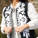 Black vest with floral embroidery