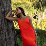 V-necked flowing dress Coral